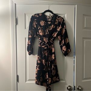 Allison Joy Navy Floral Wrap Dress.  Size L